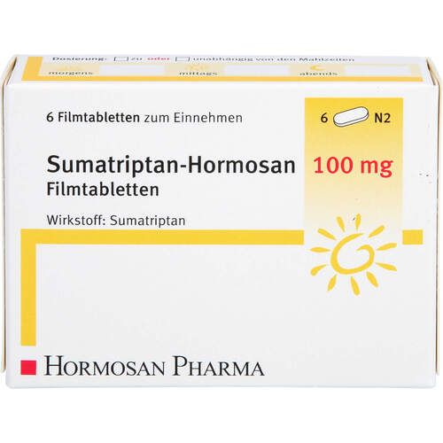 Sumatriptan-Hormosan 100 mg Filmtabletten, 6 Stk., Hormosan Pharma GmbH Sumatriptan-Hormosan 100 mg Filmtabletten, 6 Stk., Hormosan Pharma GmbH