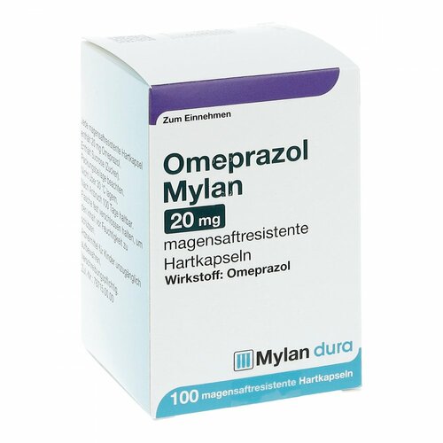 Omeprazol Mylan 20 mg magensaftresistente Hkp, 100 Stk., Viatris Healthcare GmbH