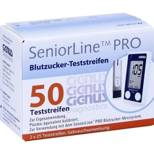SeniorLine PRO Cignus Blutzucker-Teststreifen, 2x25 Stk., Cignus Diagnostics GmbH
