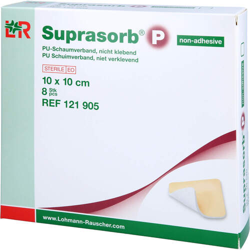 SUPRASORB P PU-Schaumv.10x10cm nicht klebend, 8 ST, Aca Müller/Adag Pharma AG