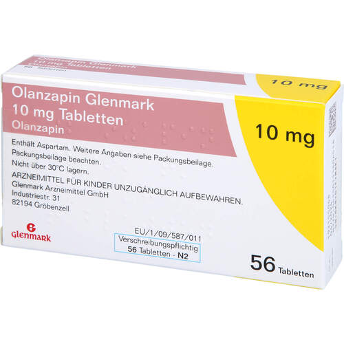 Olanzapin Glenmark 10mg Tabletten, 56 Stk., Glenmark Arzneimittel GmbH Olanzapin Glenmark 10mg Tabletten, 56 Stk., Glenmark Arzneimittel GmbH
