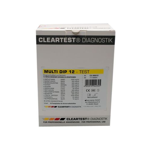 Cleartest Multi Dip 12 Drogentest, 10 Stk., Diaprax GmbH