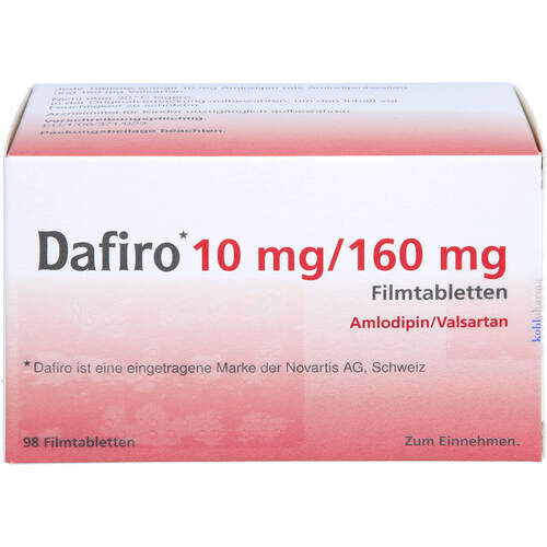 Dafiro 10 mg/160 mg Filmtabletten, 98 Stk., kohlpharma GmbH