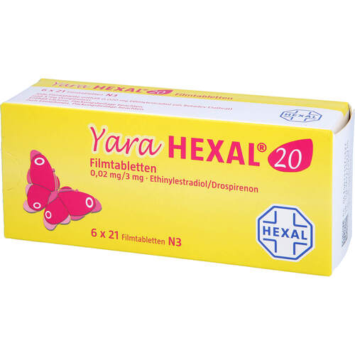 Yara HEXAL 20 Filmtabletten 0.02 mg/3 mg, 6X21 ST, HEXAL AG