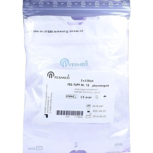 Mulltupfer FES-TUPF Nr.15 pflaumengroß steril, 5x5 Stk., Fesmed Verbandmittel GmbH
