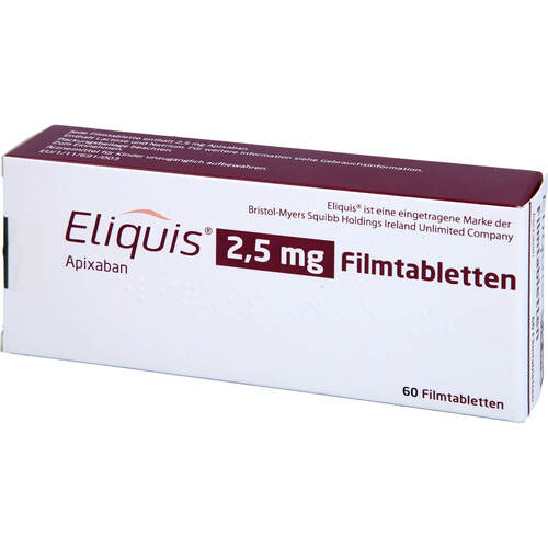 Eliquis 2.5 mg Filmtabletten, 60 Stk., Paranova Pack A/S