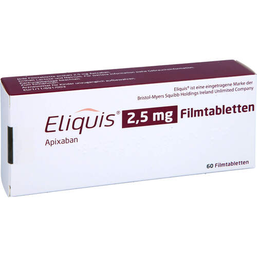 Eliquis 2.5 mg Filmtabletten, 60 Stk., Paranova Pack A/S