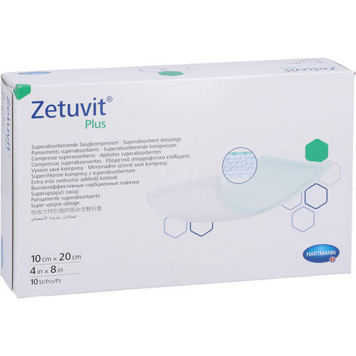 Zetuvit Plus extrastarke Saugkompr.steril 10x20 cm, 10 Stk., kohlpharma GmbH