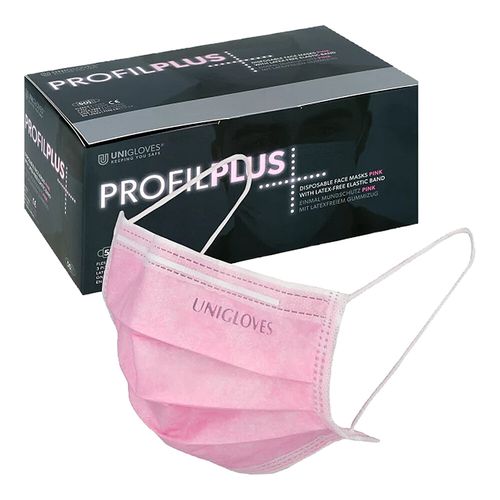 Mundschutz mit Ohrbügel latexfrei pink, 50 Stk., Megadent Deflogrip Gerhard Reeg GmbH