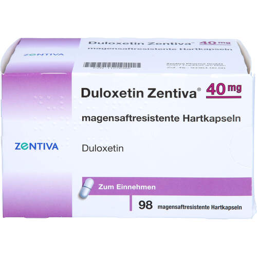 Duloxetin Zentiva 40mg magensaftresistente Hartkap, 98 ST, Zentiva Pharma GmbH