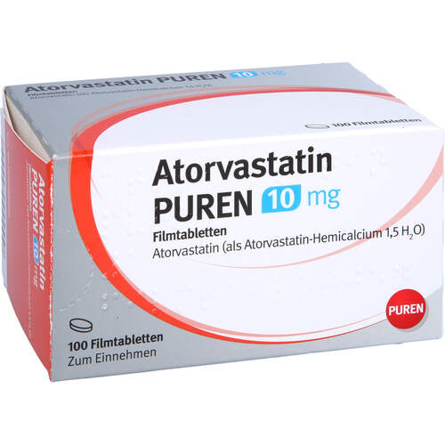 Atorvastatin Puren 10 mg Filmtabletten, 100 Stk., PUREN Pharma GmbH & Co. KG