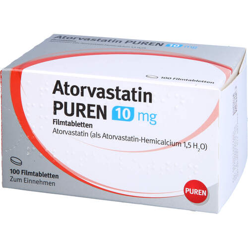 Atorvastatin Puren 10 mg Filmtabletten, 100 Stk., PUREN Pharma GmbH & Co. KG
