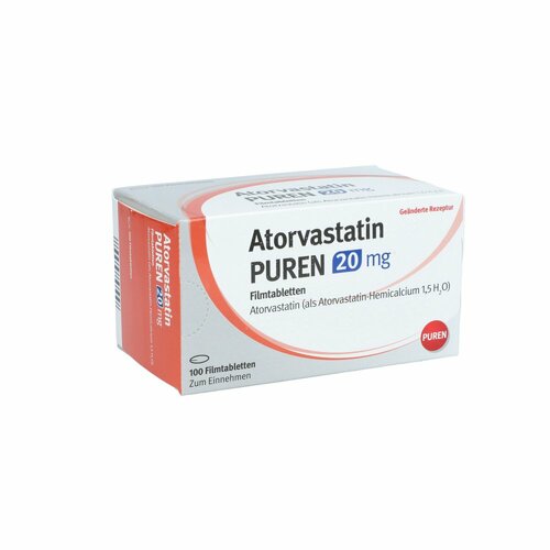 Atorvastatin Puren 20 mg Filmtabletten, 100 Stk., PUREN Pharma GmbH & Co. KG