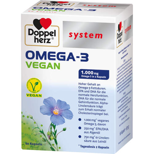 DOPPELHERZ Omega-3 vegan system Kapseln, 60 Stk., Queisser Pharma GmbH & Co. KG
