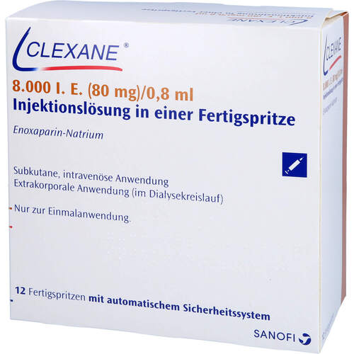 Clexane 8.000 I.E. (80mg) Fertigspritze, 12 ST, Sanofi-Aventis Deutschland GmbH