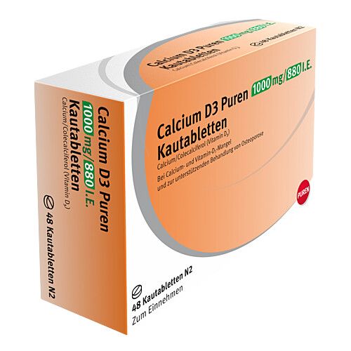 CALCIUM D3 Puren 1000 mg/880 I.E. Kautabletten, 48 Stk., PUREN Pharma GmbH & Co. KG