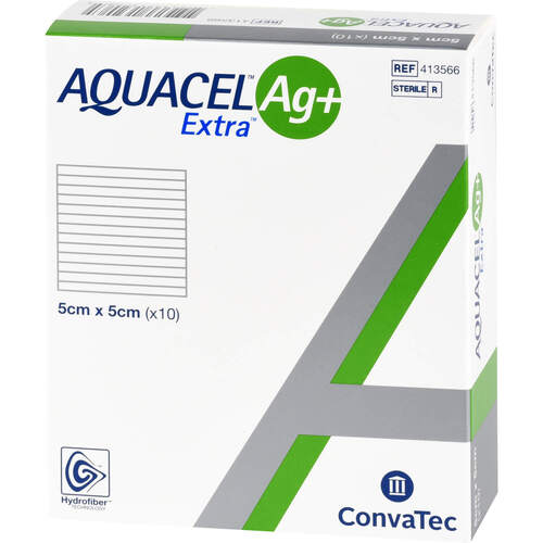 AQUACEL Ag+ Extra 5x5 cm Kompressen, 10 ST, B2b Medical GmbH