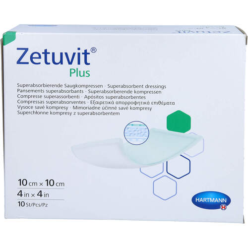 ZETUVIT Plus extrastarke Saugkompr.steril 10x10cm, 10 Stk., B2b Medical GmbH