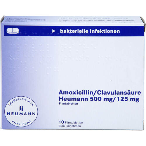 Amoxicillin/Clavulansäure Heumann 500mg/125mg FTA, 10 Stk., Heumann Pharma GmbH & Co. Generica KG