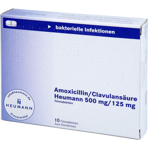 Amoxicillin/Clavulansäure Heumann 500mg/125mg FTA, 10 Stk., Heumann Pharma GmbH & Co. Generica KG