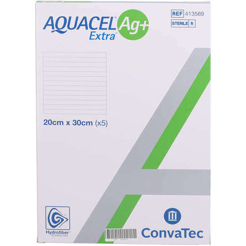 AQUACEL Ag+ Extra 20x30 cm Kompressen, 5 Stk., Aca Müller/Adag Pharma AG