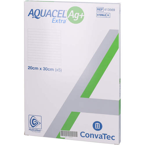 AQUACEL Ag+ Extra 20x30 cm Kompressen, 5 Stk., Aca Müller/Adag Pharma AG
