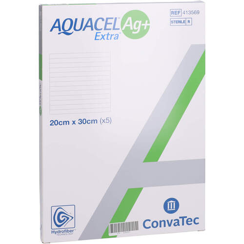 AQUACEL Ag+ Extra 20x30 cm Kompressen, 5 Stk., Aca Müller/Adag Pharma AG