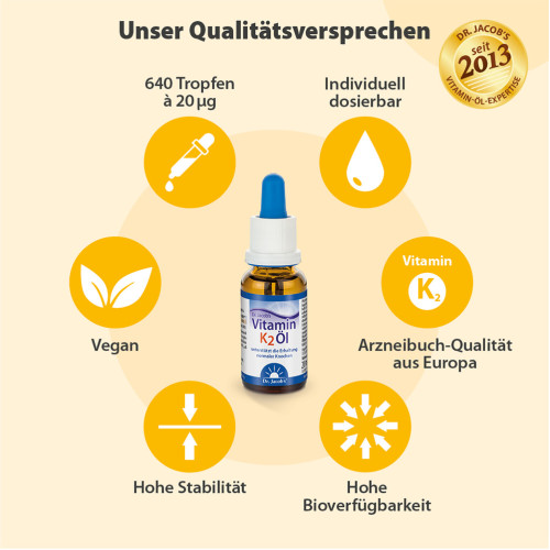 Dr. Jacob's Vitamin K2 &Ouml;l Alltrans MK7 640 Tropfen vegan, 20 ml, Dr. Jacob's Medical GmbH