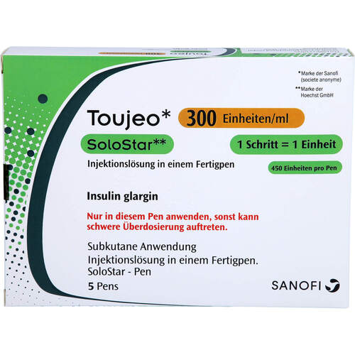 Toujeo 300 E/ml SoloStar Inj.-Lsg.i.e.Fertigpen, 5x1,5 ml, Emra-Med Arzneimittel GmbH