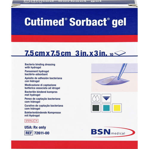CUTIMED Sorbact Gel Kompressen 7.5x7.5 cm, 10 Stk., Avitamed GmbH