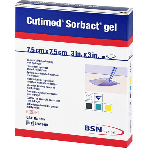 CUTIMED Sorbact Gel Kompressen 7.5x7.5 cm, 10 Stk., Avitamed GmbH