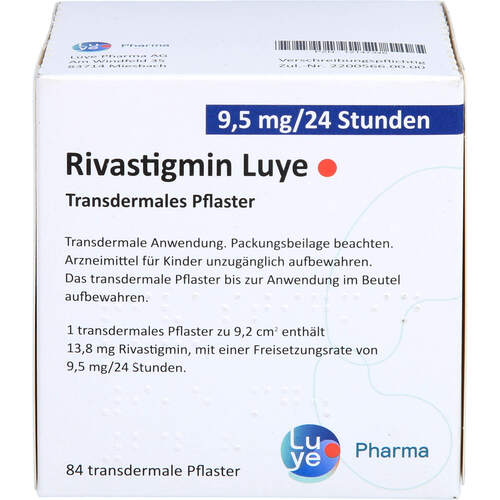 Rivastigmin Luye 9.5mg/24 Std. Transdermales Pfl., 84 Stk., Luye Pharma AG