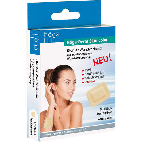 HÖGA-DERM Skin Color 6x7 cm steriles Pflast.hau, 10 Stk., HÖGA-PHARM G.Höcherl