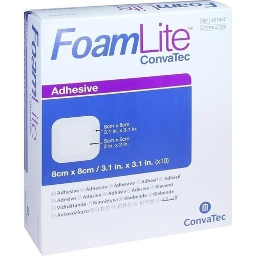 Foam Lite ConvaTec adh&auml;siv 8x8cm, 10 Stk., Convatec (Germany) GmbH