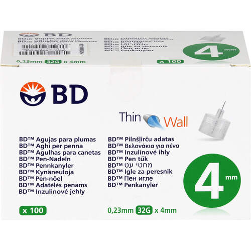 BD THIN Wall Pen-Nadeln 0.23 32Gx4mm, 100 Stk., Europraxx GmbH & Co. KG