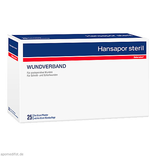 HANSAPOR steril Wundverband 9x15 cm, 25 Stk., Beiersdorf AG