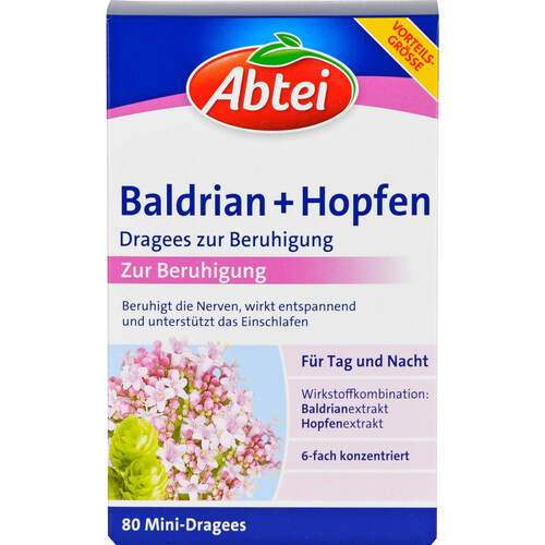ABTEI Baldrian + Hopfen Drg z. Beruhigung, 80 Stk., Perrigo Deutschland GmbH