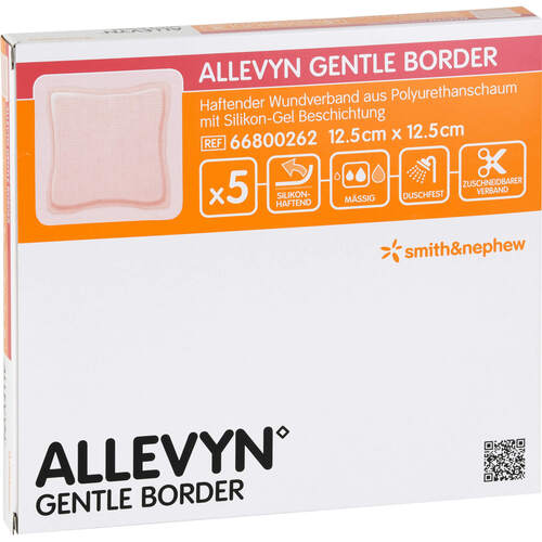 ALLEVYN Gentle Border Schaumverband 12.5 x 12.5 cm, 5 ST,  1A+A+A Wundprodukte GmbH 