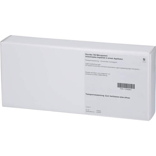 Ozurdex 700 Mikrogramm Implantat i.e.Applikator, 1 Stk., kohlpharma GmbH