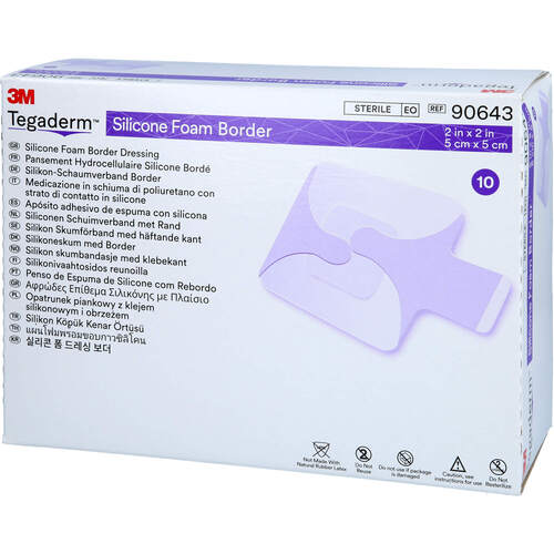 Tegaderm Silicone Foam Border. 5 cm x 5 cm, 10 Stk., Solventum Germany GmbH