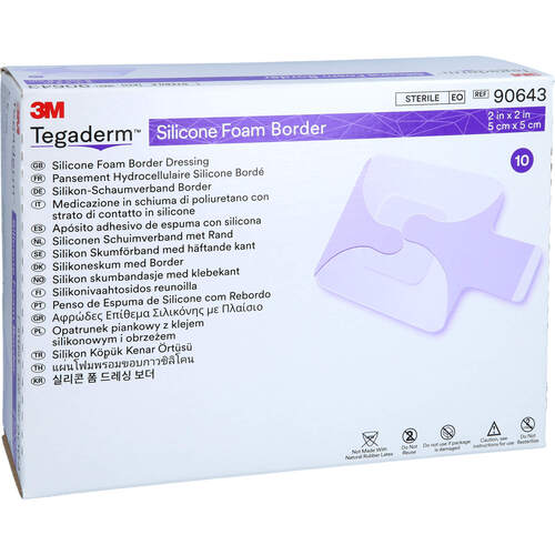 Tegaderm Silicone Foam Border. 5 cm x 5 cm, 10 Stk., Solventum Germany GmbH