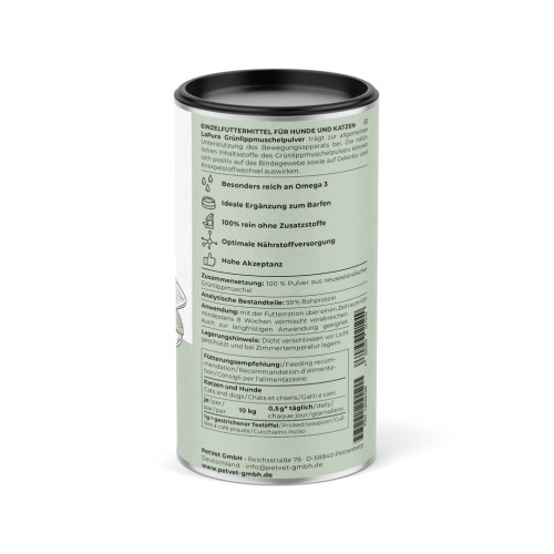 LaPura Grünlippmuschelpulver für Hunde und Katzen, 250 g, PetVet GmbH