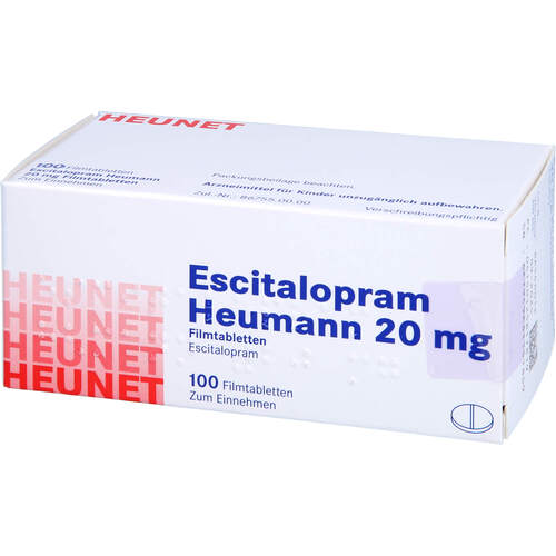 Escitalopram Heumann 20 mg Filmtabletten HEUNET, 100 ST,  Heunet Pharma GmbH 