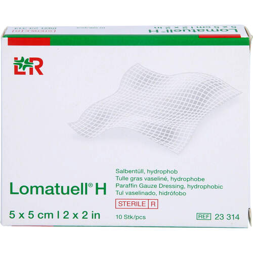 LOMATUELL H Salbentuell 5x5cm steril, 10 ST,  1A+A+A Wundprodukte GmbH 