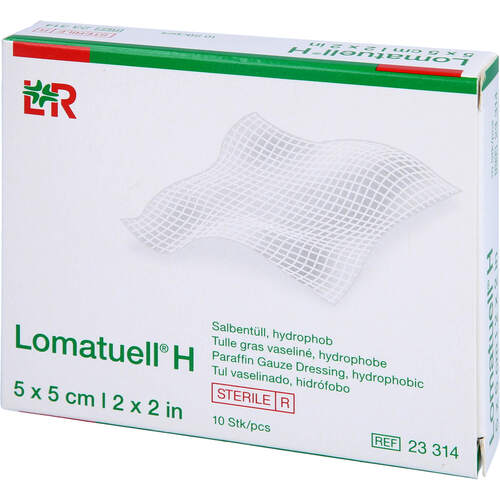 LOMATUELL H Salbentuell 5x5cm steril, 10 ST,  1A+A+A Wundprodukte GmbH 