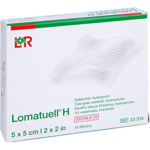 LOMATUELL H Salbentuell 5x5cm steril, 10 ST,  1A+A+A Wundprodukte GmbH 