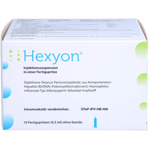Hexyon Inj.-Susp.i.e.Fertigspr.o.Kanüle, 10x0,5 ml, Axicorp Pharma B.V.
