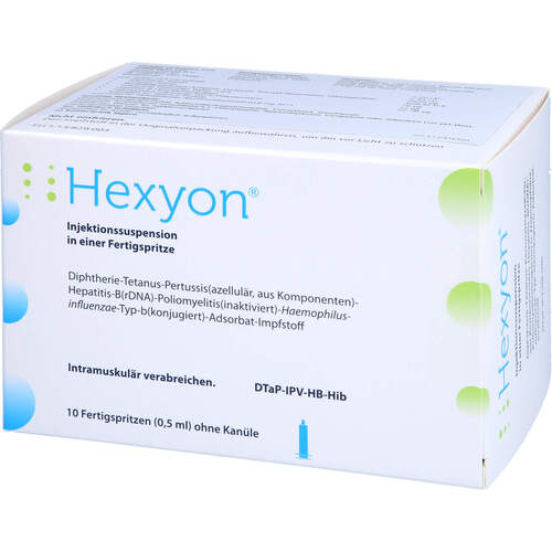Hexyon Inj.-Susp.i.e.Fertigspr.o.Kanüle, 10x0,5 ml, Axicorp Pharma B.V.