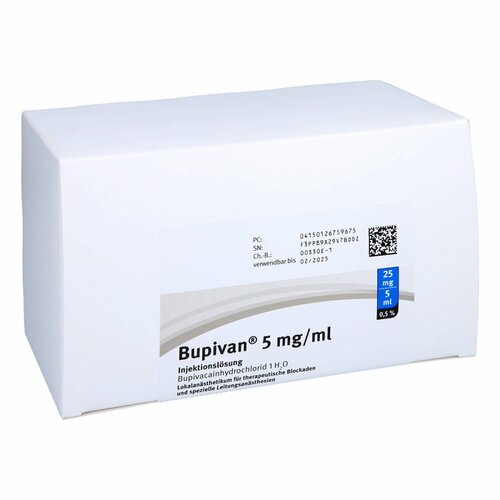 Bupivan 0.5% 5mg/ml Inj.Lsg.25mg/5ml Glasamp., 50X5 ML, PUREN Pharma GmbH & Co. KG