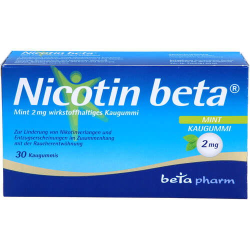 NICOTIN beta Mint 2 mg wirkstoffhalt.Kaugummi, 30 Stk., betapharm Arzneimittel GmbH
